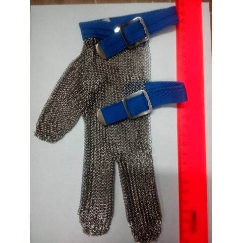 Перчатка кольчужная трехпалая SG313 L (21-22 см) син.